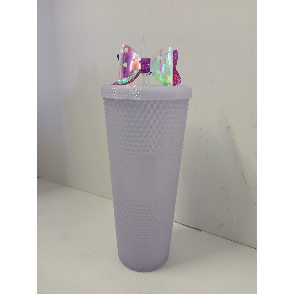 Starbucks Holiday 2021 Cold Cup Tumbler Icy White‎ Lilac Studded 24oz